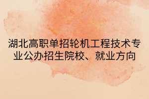 湖北高職單招輪機工程技術專業(yè)公辦招生院校、就業(yè)方向