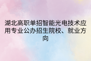 湖北高職單招智能光電技術應用專業(yè)公辦招生院校、就業(yè)方向