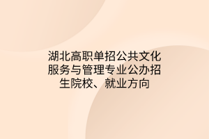 湖北高職單招公共文化服務(wù)與管理專業(yè)公辦招生院校、就業(yè)方向