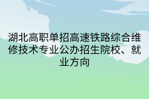 湖北高職單招高速鐵路綜合維修技術(shù)專業(yè)公辦招生院校、就業(yè)方向