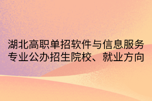 湖北高職單招軟件與信息服務(wù)專業(yè)公辦招生院校、就業(yè)方向