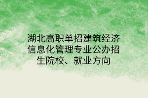 湖北高職單招建筑經(jīng)濟(jì)信息化管理專業(yè)公辦招生院校、就業(yè)方向