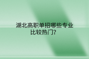 湖北高職單招哪些專業(yè)比較熱門？