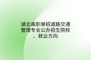 湖北高職單招道路交通管理專業(yè)公辦招生院校、就業(yè)方向