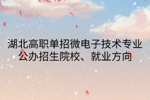 湖北高職單招微電子技術專業(yè)公辦招生院校、就業(yè)方向