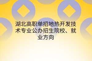 湖北高職單招地?zé)衢_發(fā)技術(shù)專業(yè)公辦招生院校、就業(yè)方向