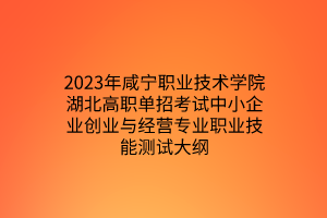 2023年咸寧職業(yè)技術(shù)學(xué)院湖北高職單招考試中小企業(yè)創(chuàng)業(yè)與經(jīng)營專業(yè)職業(yè)技能測試大綱