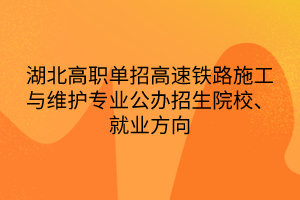 湖北高職單招高速鐵路施工與維護(hù)專業(yè)公辦招生院校、就業(yè)方向