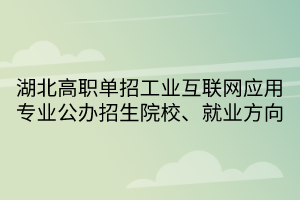 湖北高職單招工業(yè)互聯(lián)網(wǎng)應(yīng)用專業(yè)