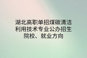 湖北高職單招煤碳清潔利用技術(shù)專業(yè)公辦招生院校、就業(yè)方向