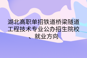 湖北高職單招鐵道橋梁隧道工程技術(shù)專業(yè)公辦招生院校、就業(yè)方向