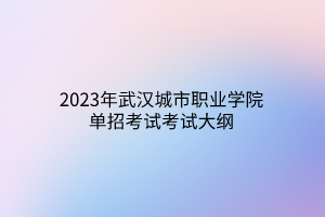 2023年武漢城市職業(yè)學院單招考試考試大綱