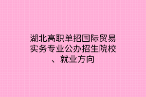 湖北高職單招國際貿(mào)易實務(wù)專業(yè)公辦招生院校、就業(yè)方向