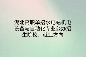 湖北高職單招水電站機電設(shè)備與自動化專業(yè)公辦招生院校、就業(yè)方向