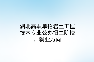 湖北高職單招巖土工程技術(shù)專業(yè)公辦招生院校、就業(yè)方向