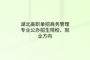 湖北高職單招商務(wù)管理專業(yè)公辦招生院校、就業(yè)方向