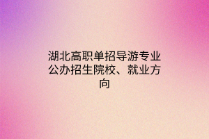 湖北高職單招導游專業(yè)公辦招生院校、就業(yè)方向