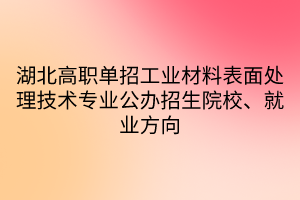 湖北高職單招工業(yè)材料表面處理技術(shù)專(zhuān)業(yè)