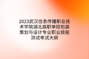 2023武漢信息傳播職業(yè)技術(shù)學(xué)院湖北高職單招包裝策劃與設(shè)計專業(yè)職業(yè)技能測試考試大綱