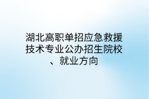 湖北高職單招應(yīng)急救援技術(shù)專業(yè)公辦招生院校、就業(yè)方向