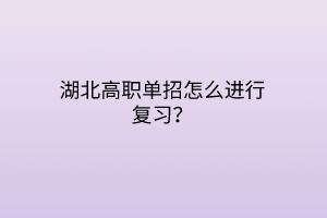 湖北高職單招怎么進(jìn)行復(fù)習(xí)？