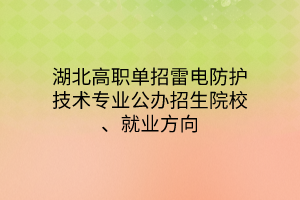 湖北高職單招雷電防護(hù)技術(shù)專業(yè)公辦招生院校、就業(yè)方向