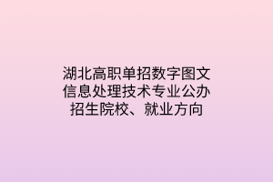 湖北高職單招數(shù)字圖文信息處理技術(shù)專業(yè)公辦招生院校、就業(yè)方向