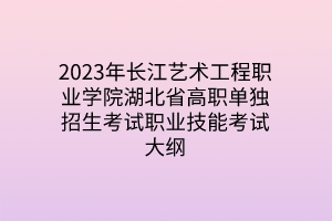 2023年長江藝術(shù)工程職業(yè)學院湖北省高職單獨招生考試職業(yè)技能考試大綱