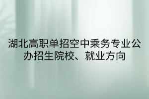 湖北高職單招空中乘務(wù)專(zhuān)業(yè)公辦招生院校、就業(yè)方向