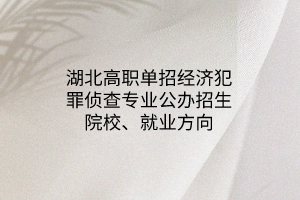 湖北高職單招經(jīng)濟犯罪偵查專業(yè)公辦招生院校、就業(yè)方向