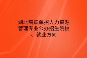 湖北高職單招人力資源管理專業(yè)公辦招生院校、就業(yè)方向