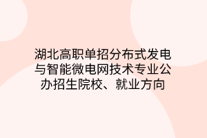 湖北高職單招分布式發(fā)電與智能微電網(wǎng)技術(shù)專業(yè)公辦招生院校、就業(yè)方向