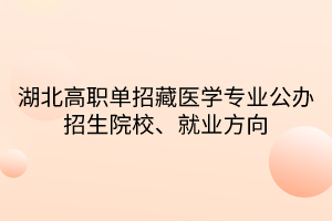 湖北高職單招藏醫(yī)學專業(yè)公辦招生院校、就業(yè)方向