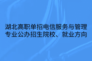 湖北高職單招電信服務(wù)與管理專業(yè)公辦招生院校、就業(yè)方向