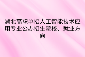 湖北高職單招人工智能技術(shù)應(yīng)用專業(yè)公辦招生院校、就業(yè)方向