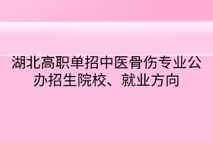 湖北高職單招中醫(yī)骨傷專業(yè)公辦招生院校、就業(yè)方向