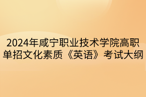 2024年咸寧職業(yè)技術(shù)學(xué)院高職單招文化素質(zhì)《英語》考試大綱