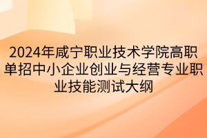 2024年咸寧職業(yè)技術學院高職單招中小企業(yè)創(chuàng)業(yè)與經營專業(yè)職業(yè)技能測試大綱