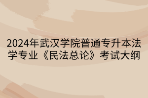 2024年武漢學(xué)院普通專升本法學(xué)專業(yè)《民法總論》考試大綱(1)