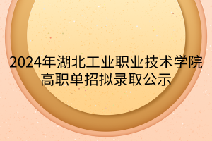 2024年湖北工業(yè)職業(yè)技術學院高職單招擬錄取公示