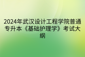 2024年武漢設(shè)計工程學(xué)院普通專升本《基礎(chǔ)護(hù)理學(xué)》考試大綱