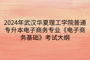 2024年武漢華夏理工學(xué)院普通專升本電子商務(wù)專業(yè)《電子商務(wù)基礎(chǔ)》考試大綱(1)