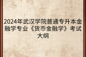 2024年武漢學院普通專升本金融學專業(yè)《貨幣金融學》考試大綱(1)