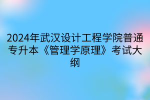 2024年武漢設(shè)計(jì)工程學(xué)院普通專升本《管理學(xué)原理》考試大綱(1)