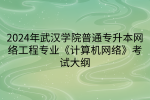 2024年武漢學(xué)院普通專升本網(wǎng)絡(luò)工程專業(yè)《計算機(jī)網(wǎng)絡(luò)》考試大綱(1)