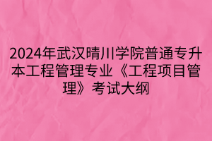 2024年武漢晴川學(xué)院普通專(zhuān)升本工程管理專(zhuān)業(yè)《工程項(xiàng)目管理》考試大綱(1)