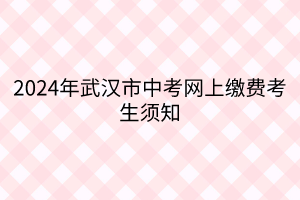 2024年武漢市中考網(wǎng)上繳費(fèi)考生須知