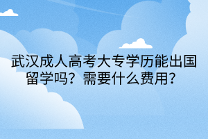 武漢成人高考大專學(xué)歷能出國(guó)留學(xué)嗎？需要什么費(fèi)用？