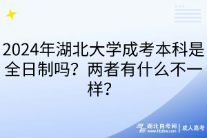 2024年湖北大學成考本科是全日制嗎？兩者有什么不一樣？