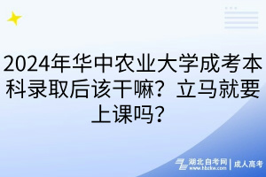 2024年華中農業(yè)大學成考本科錄取后該干嘛？立馬就要上課嗎？